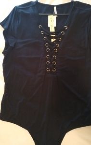 Black lace up bodysuit in 3x